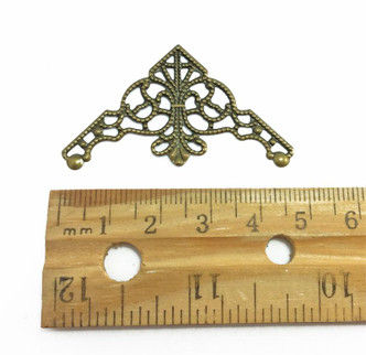 Ornate Corner Filigree Component 26x48mm Antique Brass Plated Alloy Q20 Per Pkg