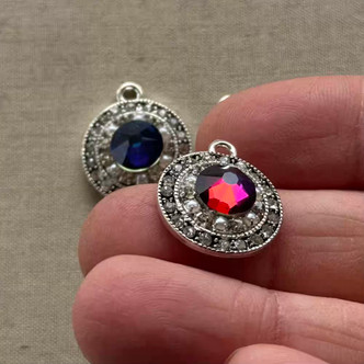 Red Blue Bling Charms Rhinestone Sparkly Cup Chain Artisan Made Q4 Pcs