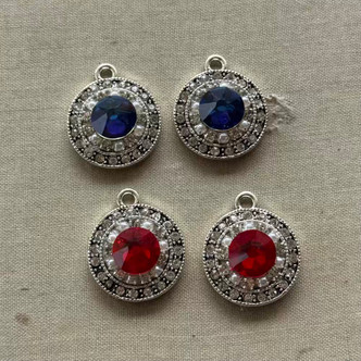 Red Blue Bling Charms Rhinestone Sparkly Cup Chain Artisan Made Q4 Pcs