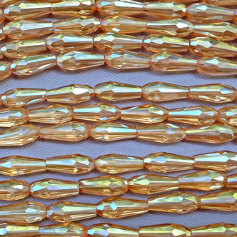 Brandy Satin Faceted Teardrop Crystal Chinese Glass 15x6mm Beads Per Strand
