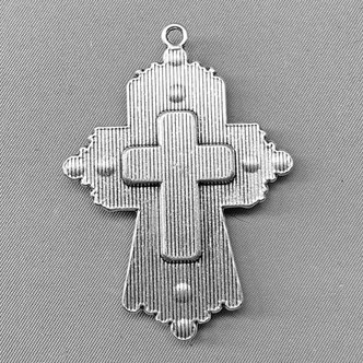 Imitation Turquoise Rhinestone Cross Pendants 55x40mm Antique Silver Plated Alloy Q3 Per Pkg