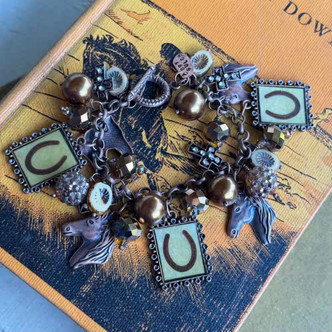 Cowgirls & Faith Charm Bracelet Mixed Media Copper Artisan Made in the USA