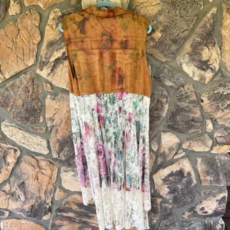 Rose's Kiss Suede Vest Lace Mesh Kimono Origami 2XL