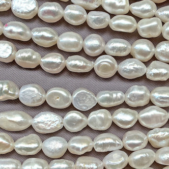 Vanilla Cream 8x6mm Rice Nugget Freshwater Pearl Beads Per Strand
