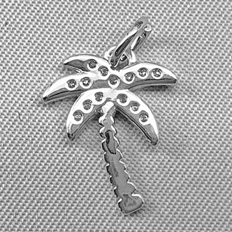Micro Pave CZ Palm Tree Charms 18x12mm Platinum Plated Brass Q4 Per Pkg
