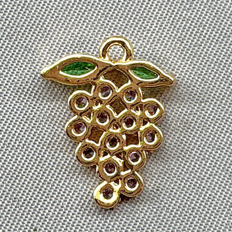 Micro Pave CZ Grape Cluster Fruit Charms 16x13mm 18kt Gold Plated Brass Q2 Per Pkg