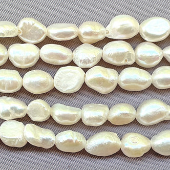 Vanilla Cream 6-8mm Rice Nugget Freshwater Pearl Beads Per Strand