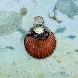37x28mm Electroformed Seashell Pendant Scallop Artisan Copper Per Pc
