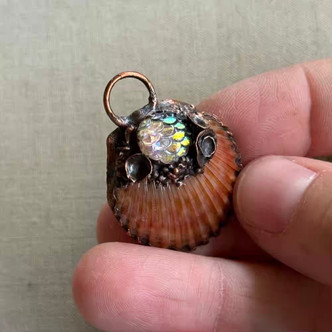 37x28mm Electroformed Seashell Pendant Scallop Artisan Copper Per Pc
