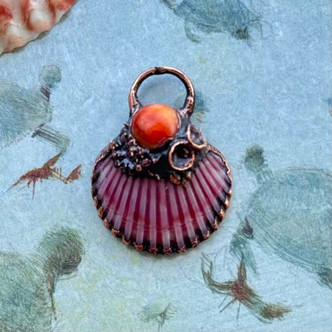29x22mm Electroformed Seashell Pendant Scallop Artisan Copper Per Pc