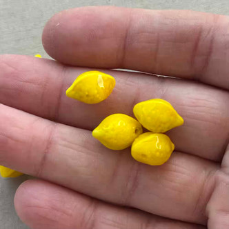 14x10mm Lemon Fruit Beads Citrus Drop Charms Glass Q12 Per Pkg