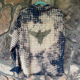 When Eagles Soar Cotton Shacket Bleached Distressed A Rare Bird Top O/S