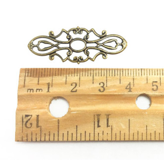 38x15mm Oblong Filigree Antique Brass Component Q24 - per pkg