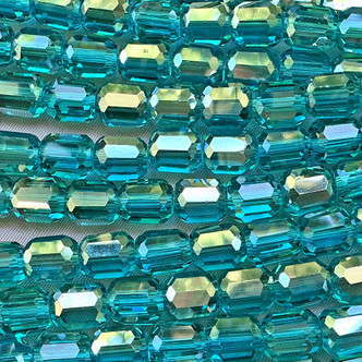 Aruba Teal Faceted Barrel 9x8mm Chinese Crystal Glass Beads Per Strand