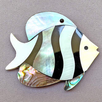 Freshwater Black Lip and Paua Shell Pearl Clown Fish 38x42mm Pendants Q1 Per Pkg