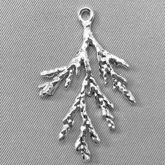 Coral Branch Charms 35x22mm Shiny Silver Plated Alloy Q10 Per Pkg