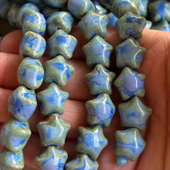 16mm Lakefront Starfish Beads Ceramic Porcelain China 10Pcs Per Strand