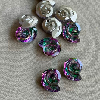 14x12mm Nautilus Seashell Crystal Glass Prism Charms Vitrail CAL Q10 Per Pkg