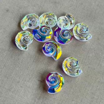 14x12mm Nautilus Seashell Crystal Glass Prism Charms Clear AB Q10 Per Pkg