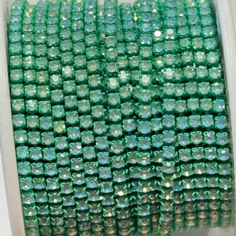 2mm Sea Green Opal Rhinestone Cup Chain Chain Enamel Plated Q1 Foot