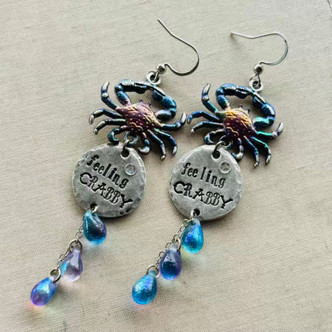 Feeling Crabby Hand Stamped Crab Earrings Artisan Made in the USA Per Pair