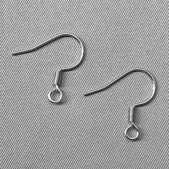 French Hook Coil Earwires 19mm Stainless Steel Q30 Pair Per Pkg