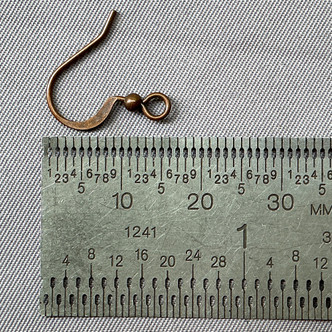 French Hook Flat Ball Earwires 15mm Antique Copper Plated Brass Q40 Pair Per Pkg