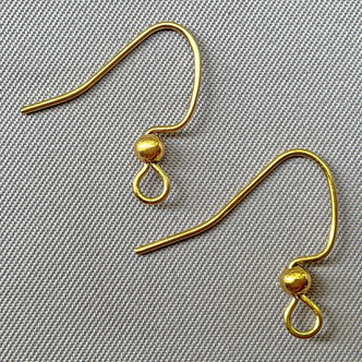 Shepherds Hook Ball Earwires 17x22mm Gold Plated Stainless Steel Q10 Pair Per Pkg