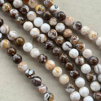 8.5mm Brioche Agate Round Semi Precious Stone Beads Per Strand