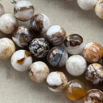 8.5mm Brioche Agate Round Semi Precious Stone Beads Per Strand