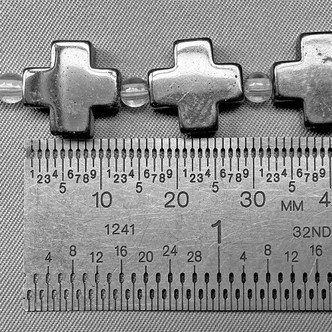 Metallic Hematite Cross 12mm Semi Precious Stone Beads Per Strand