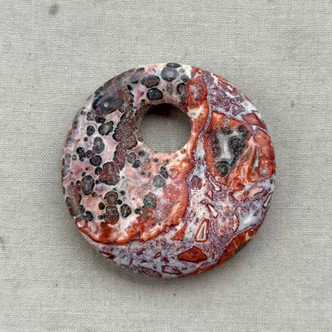 45mm Leopardskin Jasper Donut Pendant Semi Precious Stone Per Pc