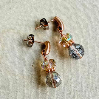 Sweet Shadow Post Earrings Shibuichi Solid Copper Artisan Made in the USA Per Pair
