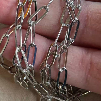 11x4mm Flat Paperclip Chain Soldered Platinum Plated Per Foot