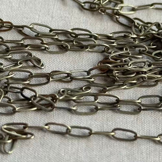 6x3mm Flat Paperclip Chain Soldered Antique Brass Plated Per Foot