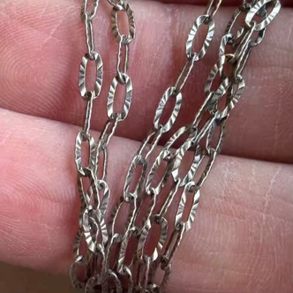 6x3mm Sunburst Paperclip Cable Chain Soldered Antique Silver Plated Per Foot