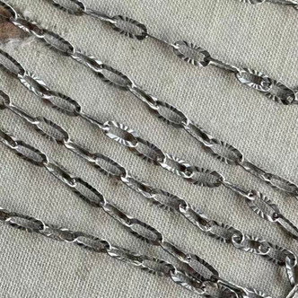 6x3mm Sunburst Paperclip Cable Chain Soldered Antique Silver Plated Per Foot
