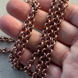 6mm Rolo Chain Not Soldered Antique Copper Plated Per Foot