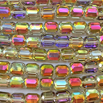 Wild Orchids Faceted Barrel 9x8mm Chinese Crystal Glass Beads Per Strand