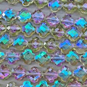 Violet Aurora Quatrefoil 12mm Chinese Crystal Glass Beads Per Strand