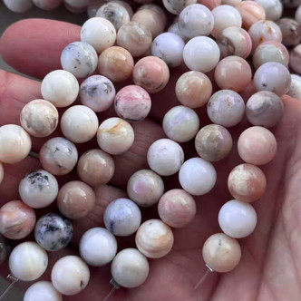 10mm Pink Peruvian Opal Smooth Round Ball Semi Precious Stone Beads Per Strand