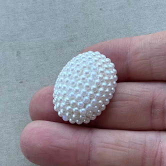 28x22mm Beaded Pearlized Resin Cabochon Per Pc
