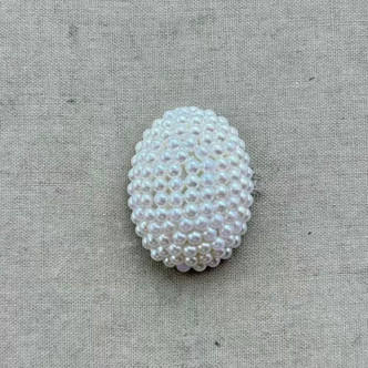 28x22mm Beaded Pearlized Resin Cabochon Per Pc