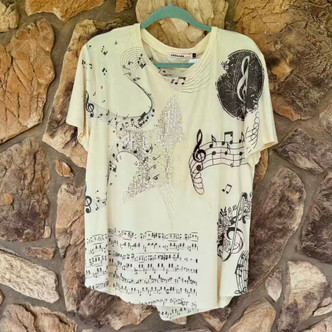 Music in the Stars Top Cream Sequin TShirt Origami