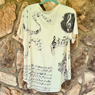 Music in the Stars Top Cream Sequin TShirt Origami
