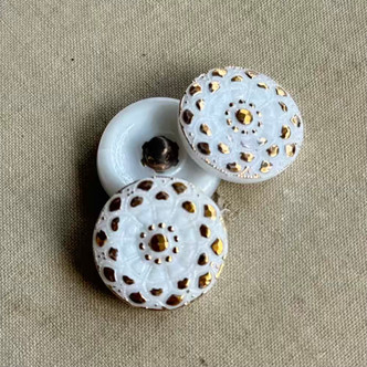 18mm Czech Glass Button Mandala Gilded Alabaster Q1 Per Pc