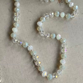 Sandy Opalite Diva Length Necklace Hand Knotted Crystals Artisan Made Per Pc