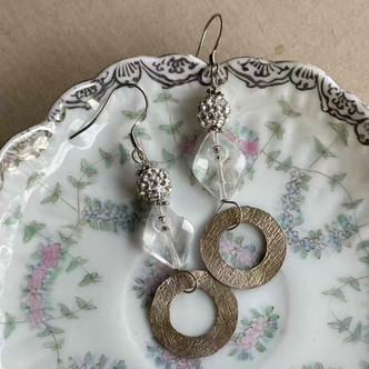 Clarity Quartz Diamond Earrings Silver Artisan Made in the USA Per Pair