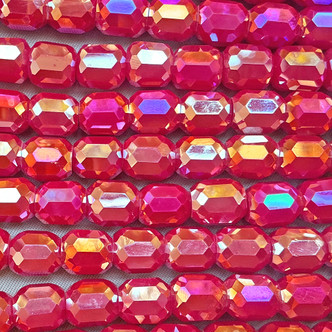 Cherry AB Faceted Barrel 9x8mm Chinese Crystal Glass Beads Per Strand