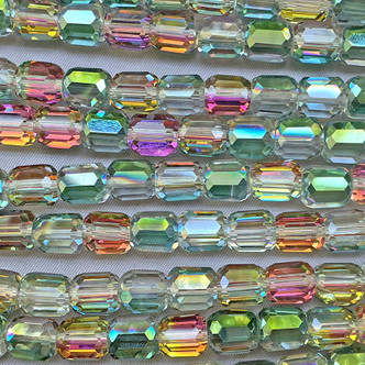 Crystal Aurora Faceted Barrel 9x8mm Chinese Crystal Glass Beads Per Strand